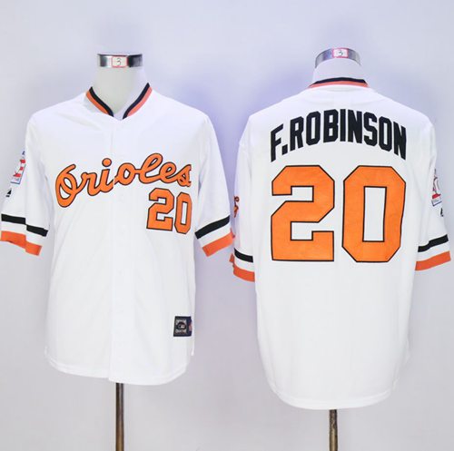 Mitchell And Ness Orioles #20 Frank Robinson White Stitched MLB Jersey - Click Image to Close
